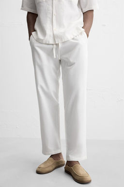 COTTON-LINEN RELAXED FIT TROUSERS - Zara фото 7
