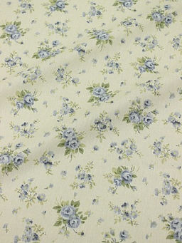 Импорт. хлопок Голубые букетики роз цв.голубой/бежево-оливковый, СОРТ2, ш.1.45м, хлопок-100%