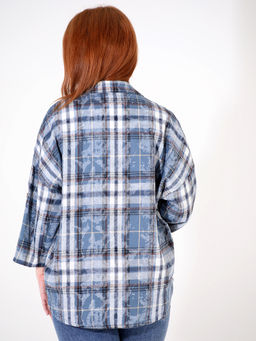 Синяя рубашка в клетку - Almond фото 6