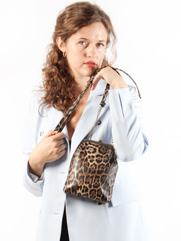 LACCOMA сумка Китти-HL040-леопард темно-коричневый эко кожа хлопок  фото 6