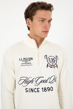 Erkek Comfort Fit Yar_m Fermuarl_ Krem Sweatshirt - U.s. polo assn фото 2