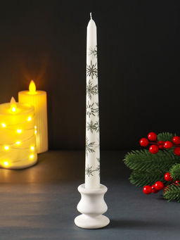 Цена за 4 шт. Свеча античная  "Снежинки" 255х22 мм, с декором