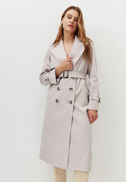 Двубортный тренч миди с поясом в тон