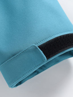 Парка женская софтшелл виндстоппер удлинённая с капюшоном бирюзового цвета 9614_1Br