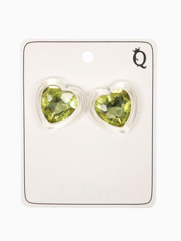 Серьги "Кристалл" сердце, цвет прозрачно-св.зелёный
