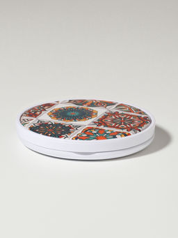 Зеркало складное «Витраж», d=7.3 см, с увеличением х2, белое/оранжевое