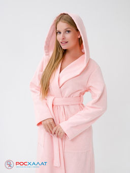 Женский халат с капюшоном розовый МЗ-06 (7)