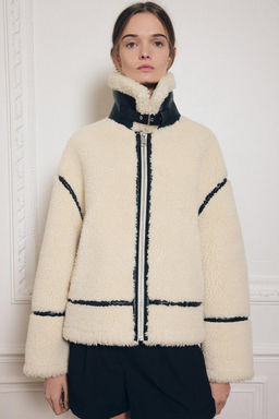 FAUX SHEARLING BIKER JACKET ZW COLLECTION - Zara фото 12