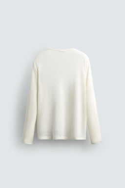 HEMP AND VISCOSE BUTTON-NECK T-SHIRT - Zara фото 8