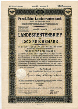 Облигация 4,5% 1000 рейхсмарок 1939 года Германия