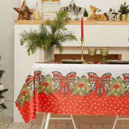 Скатерть новогодняя Доляна Счастливого Нового года 145*260 +/- 2 см, 100% п/э