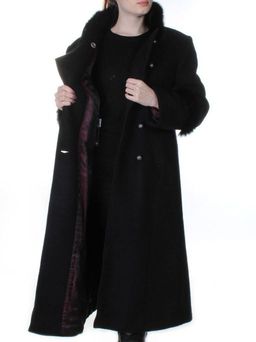 13927A BLACK Пальто шерстяное с мехом HELLEN - Фабричный китай фото 8
