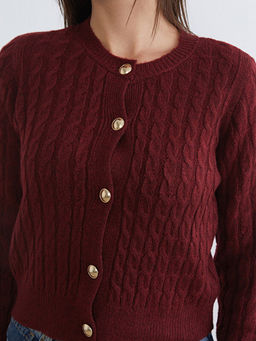 Bisiklet Yaka Kendinden Desenli Kad?n Triko H?rka