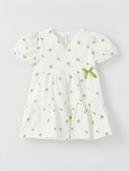 Kruvaze Yaka Nak??l? K?z Bebek Elbise