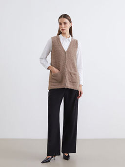 B?y?k Beden V Yaka Kad?n Pel?? Yelek