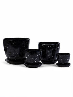 Горшок для цветов Гранит, керамика, с поддоном, набор 4 шт.: 400 мл, 1 л, 2.5 л, 5 л