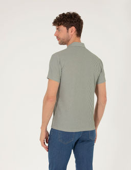 Haki Slim Fit Fermuarl_ Polo Yaka Ti__rt