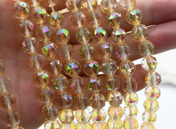 Бусины из циркона шарик с гранями 10мм цв.желтый хамелеон, 39см, 43 бусины Радуга камня