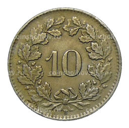Монета 10 раппенов 1944 года Швейцария