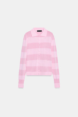 CHAQUETA PUNTO RAYAS / Rosa lavado - Zara фото 4