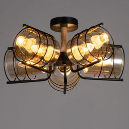 Светильник потолочный BayerLux «Моана», люстра 5хЕ27, 40 Вт, чёрный 43×14×21 см