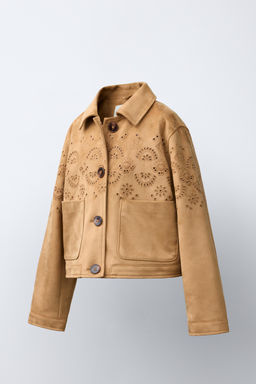 CHAQUETA EFECTO ANTE BORDADOS / Tostado - Zara фото 3