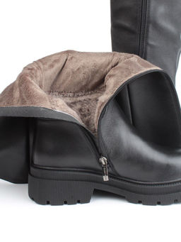 02-FK884-1M BLACK Сапоги зимние женские (натуральная кожа, байка, натуральный мех) - Фабричный китай фото 4