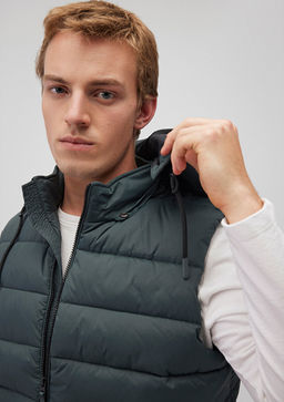 Kapusonlu Yesil Sisme Yelek - Mavi фото 5