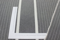 Вареный (стираный) хлопок Полосы (цв.молочный) на т.сером меланже, СОРТ2, ш.2.5м, хл-100% - Купава фото 6