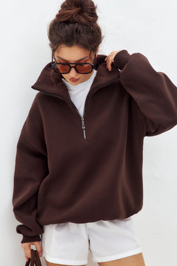 Толстовка женская из футера начес Комфорт шоколад макси