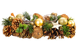 Новогоднее украшение подсвечник 32*14*8 см Новогодний лес на 2 свечи прямоугольный - Elan gallery фото 4