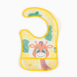 Нагрудник для кормления M&B «Жирафик Лило» непромокаемый на липучке, с карманом