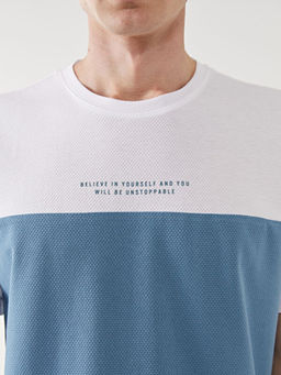 Bisiklet Yaka K?sa Kollu Renk Bloklu Erkek Ti??rt