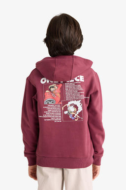 %100 Pamuk One Piece Kap__onlu __i Yumu_ak T_yl_ S_rt Bask_l_ Sweatshirt Erkek _ocuk - Defacto фото 6