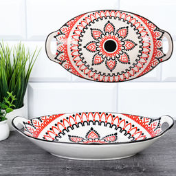 Блюдо с ручками овальное 27х15х5,5 см / ZY025 /уп 48/ - ГалеонТрейд фото 3