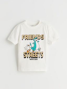 Regular Fit Bask?l? Erkek ?ocuk Ti??rt