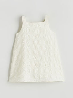 Kare Yaka K?z ?ocuk Dokulu Elbise