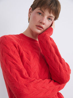 Bisiklet Yaka Kendinden Desenli Kad?n Triko Kazak