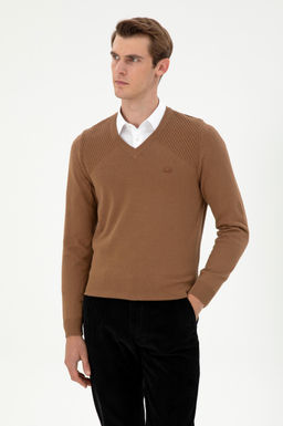 Мужской меланжевый свитер цвета хаки Неожиданная скидка в корзине