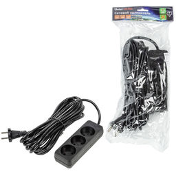 S-CU3-7 BLACK Удлинитель серии Ultra, шнур 7м., 3 гнезда, 10A, б/з. Черный. TM Uniel