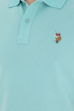 Мужская мятная базовая футболка с воротником-поло - U.s. polo assn фото 7