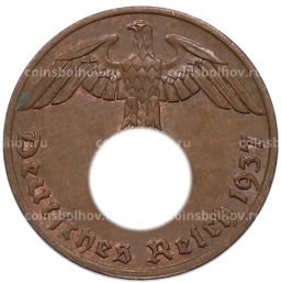 Монета 1 рейхспфенниг 1937 года A Германия