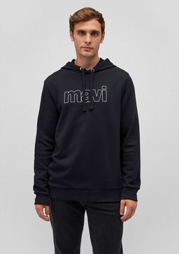 Mavi Logo Baskl Kaponlu Siyah Sweatshirt  фото 11