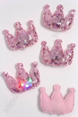 Патч с пайетками "Корона" 5,3*4,3 см (5 шт) SF-3165, розовый УЦЕНКА