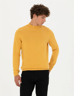 Hardal Slim Fit Yar_m Bal_k__ Yaka Basic Triko Kazak