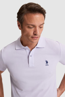 Erkek Lila Slim Fit Polo Yaka Basic Ti__rt