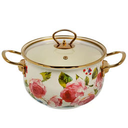 Кастрюля эмал сталь, 2.7 л, крышка стекло, Pions, Y4-11363 индукция (513819)