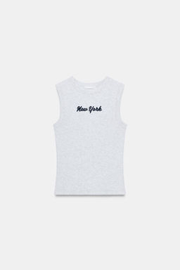 CAMISETA RIB BORDADO TEXTO / Gris vigor? - Zara фото 4