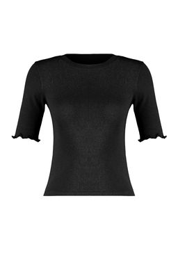 Siyah Fitted/Vucuda Oturan Fitilli Esnek Orme Bluz TWOSS23BZ00025