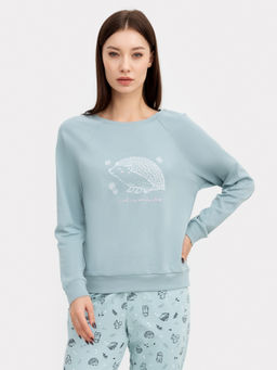 Комплект женский (джемпер, брюки) серый с принтом лесные зверюшки сланец +лесные зверюшки 592361 - Mark formelle фото 4